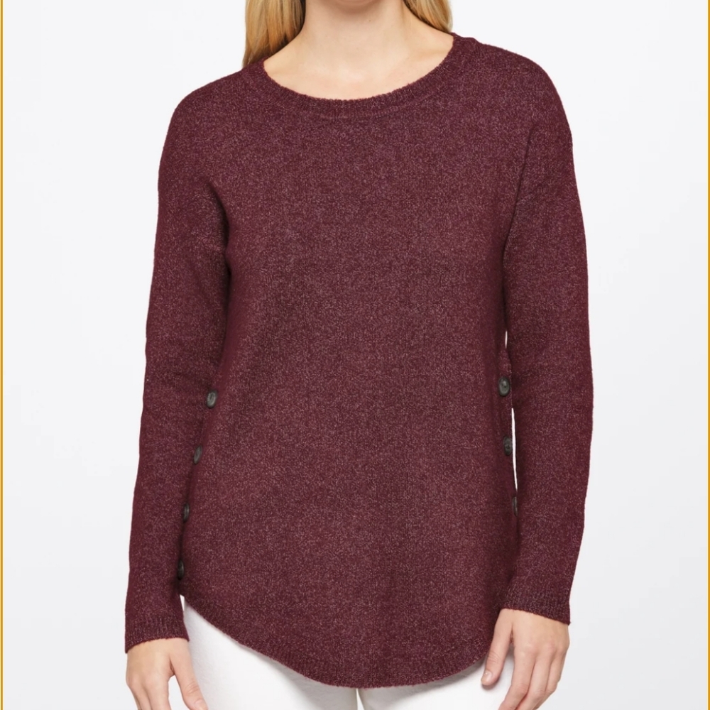 FORTUNE + IVY Victoria Button Detail Sweater Dark Purple Small Stitch Fix
